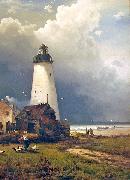Edward Moran Sandy Hook Lighthouse Sweden oil painting artist